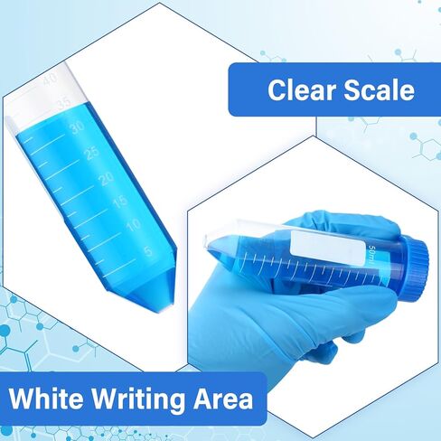 600 Pcs 50ml Plastic Centrifuge Test Tubes with Screw Caps and White Writing Labels Bulk Plastic Conical Test Tubes with Lids for Scientific Laboratory Graduation Markings in Kuwait