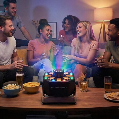 مجموعة إضاءة Chauvet DJ Swarm Wash FX ILS 4 في 1 ديربي/غسل/ستروب مع كابلين DMX وقماش تلميع أوستن بازار in Saudi Arabia