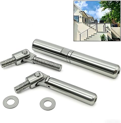 MR.RAIL Cable Railing Tensioner for Wood Posts, Quick Lock Swageless Cable Railing Kit for 1/8" 1x19 Cable, 316L Stainless Steel, No Crimp DIY System, 1600 lbs Strength, Deck Stair Railing (1 Pair) in Saudi Arabia