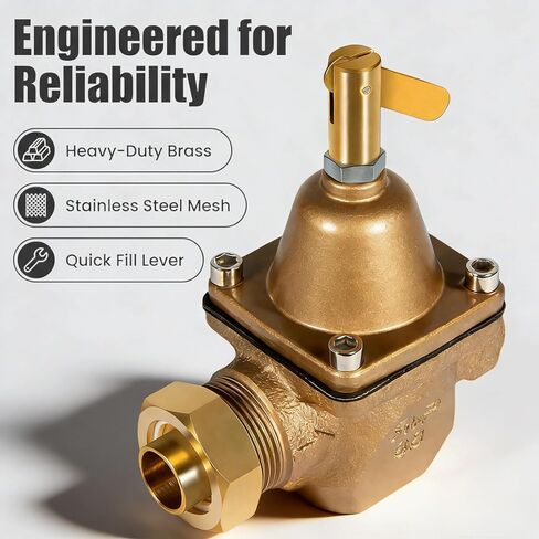 منظم ضغط مياه غلاية برونزي عالي السعة 1/2 بوصة - بديل مباشر للواط 1156F، B1156F، S1156F - قابل للتعديل 10-25 رطل لكل بوصة مربعة - أنظمة تسخين مائية من الدرجة التجارية in Kuwait
