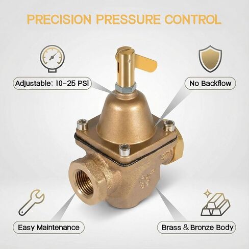 منظم ضغط مياه غلاية برونزي عالي السعة 1/2 بوصة - بديل مباشر للواط 1156F، B1156F، S1156F - قابل للتعديل 10-25 رطل لكل بوصة مربعة - أنظمة تسخين مائية من الدرجة التجارية in Kuwait