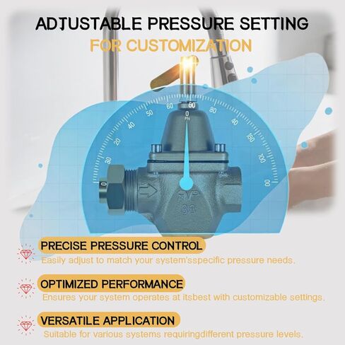 منظم ضغط مياه غلاية برونزي عالي السعة 1/2 بوصة - بديل مباشر للواط 1156F، B1156F، S1156F - قابل للتعديل 10-25 رطل لكل بوصة مربعة - أنظمة تسخين مائية من الدرجة التجارية in Kuwait
