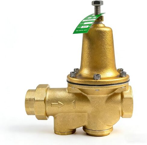LF25AUB-Z3 1 "صمام تخفيض ضغط المياه، سبائك السيليكون النحاسية الخالية من الرصاص، NPT Female Union x NPT Female Outlet، مقعد بوليمر، ضغط قابل للتعديل 25 إلى 75 رطل لكل بوصة مربعة، الحد الأقصى 300 رطل لكل بوصة مربعة in Kuwait