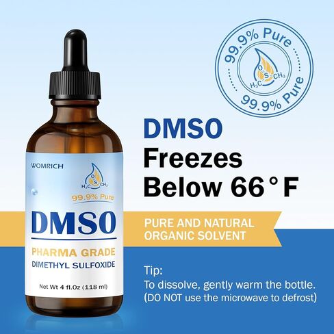 سائل Dmso 99.9 نقي - درجة صيدلانية DMSO - سائل DSMO (ثنائي ميثيل سلفوكسيد) - رائحة منخفضة وفعالية عالية - زجاجة زجاجية مع قطارة (4 أونصة سائلة) in Kuwait