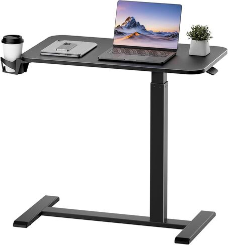 طاولة سرير جانبية قابلة للتعديل من كومهوما مع عجلات، مكتب كمبيوتر محمول متحرك هوائي، طاولة سرير مكتبية قابلة للتعديل للارتفاع للاستخدام في المستشفى والمنزل (32 بوصة عرض × 16 بوصة عمق، أبيض) in Kuwait