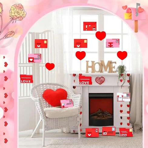 Libima 10 Pieces Valentine's Day Felt Envelope with Heart Shaped Card 4 x 6 Inch Valentine Envelopes Love Letter Envelopes for Valentine Party Favor Supplies Exchange Gifts Wedding Shower in Kuwait