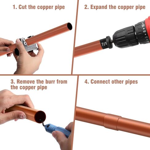 Wadeo Swage Tool HVAC SET Set ، Air Comple Copper Tube Swaging Tool ، Vipe Pipe Boring Drill Bits مع 6 بتات حفر مختلفة حجم 1/4 '، 3/8' '، 1/2' ، 5/8 '' ، 3/4 '' ، 7/8 '' in Saudi Arabia