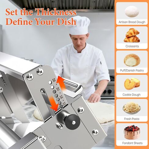 40.5" x 15.5" Folding Manual Dough Sheeter with PE Board – Stainless Steel Countertop Dough Roller Machine, Adjustable Thickness (0–25mm) for Pastry, Pizza, Croissant, Cookie & Pasta in Saudi Arabia