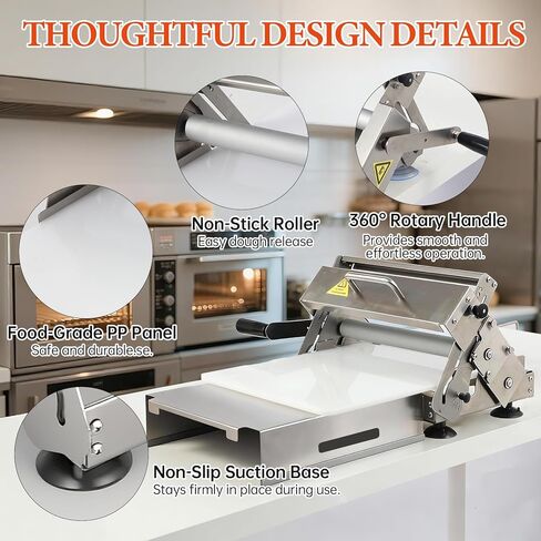 40.5" x 15.5" Folding Manual Dough Sheeter with PE Board – Stainless Steel Countertop Dough Roller Machine, Adjustable Thickness (0–25mm) for Pastry, Pizza, Croissant, Cookie & Pasta in Saudi Arabia