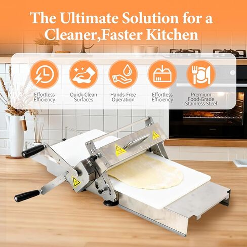 40.5" x 15.5" Folding Manual Dough Sheeter with PE Board – Stainless Steel Countertop Dough Roller Machine, Adjustable Thickness (0–25mm) for Pastry, Pizza, Croissant, Cookie & Pasta in Saudi Arabia