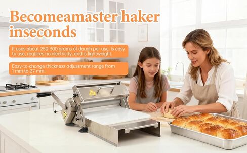 40.5" x 15.5" Folding Manual Dough Sheeter with PE Board – Stainless Steel Countertop Dough Roller Machine, Adjustable Thickness (0–25mm) for Pastry, Pizza, Croissant, Cookie & Pasta in Saudi Arabia