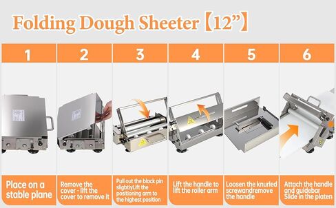 40.5" x 15.5" Folding Manual Dough Sheeter with PE Board – Stainless Steel Countertop Dough Roller Machine, Adjustable Thickness (0–25mm) for Pastry, Pizza, Croissant, Cookie & Pasta in Saudi Arabia