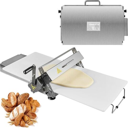 ATOLS 40.9''x15.5" Folding Dough Sheeter, Dough Roller Machine for Commercial Use, 0.2-27mm Adjustable Thickness Stainless Steel Manual Dough Sheeter Machine with Board in Kuwait