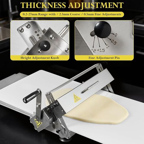 ATOLS 40.9''x15.5" Folding Dough Sheeter, Dough Roller Machine for Commercial Use, 0.2-27mm Adjustable Thickness Stainless Steel Manual Dough Sheeter Machine with Board in Kuwait