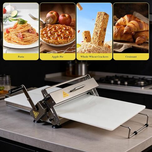 ATOLS 40.9''x15.5" Folding Dough Sheeter, Dough Roller Machine for Commercial Use, 0.2-27mm Adjustable Thickness Stainless Steel Manual Dough Sheeter Machine with Board in Kuwait