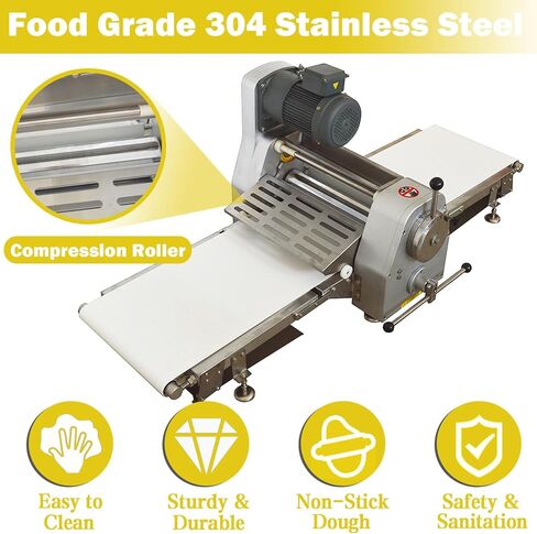 TECHTONGDA Commercial Dough Sheeter Pasta Roller Dough Press Machine Fondant Flattener Pizza Pastry Sheeter with 70.9x19.7" Conveyor Belt Bakery Equipment in Saudi Arabia
