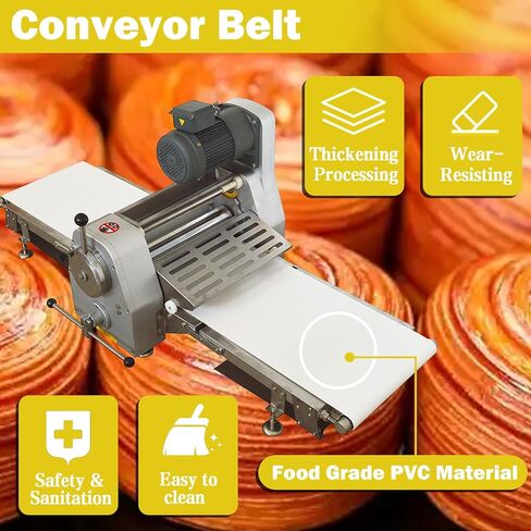 TECHTONGDA Commercial Dough Sheeter Pasta Roller Dough Press Machine Fondant Flattener Pizza Pastry Sheeter with 70.9x19.7" Conveyor Belt Bakery Equipment in Saudi Arabia