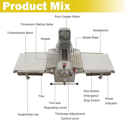 TECHTONGDA Commercial Dough Sheeter Pasta Roller Dough Press Machine Fondant Flattener Pizza Pastry Sheeter with 70.9x19.7" Conveyor Belt Bakery Equipment in Saudi Arabia