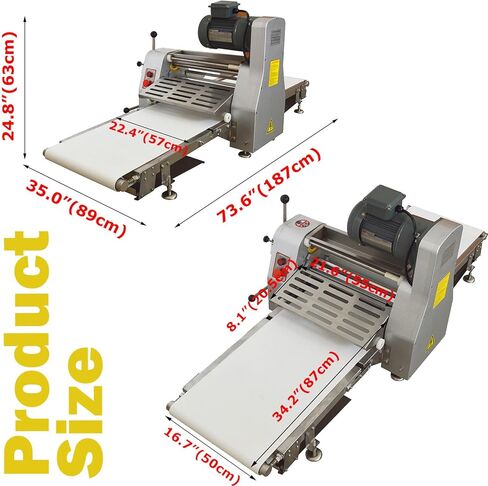 TECHTONGDA Commercial Dough Sheeter Pasta Roller Dough Press Machine Fondant Flattener Pizza Pastry Sheeter with 70.9x19.7" Conveyor Belt Bakery Equipment in Saudi Arabia