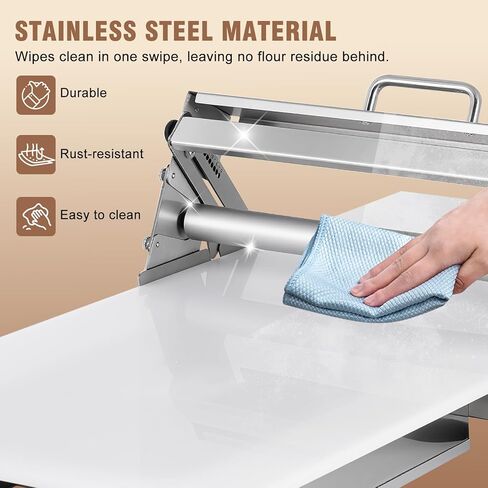 Folding Dough Sheeter 15.5in Manual Dough Sheeter Machine Folding Dough Rolling Machine Pastry Sheeter Stainless Steel Thickness Adjustable 2.5-25MM in Saudi Arabia