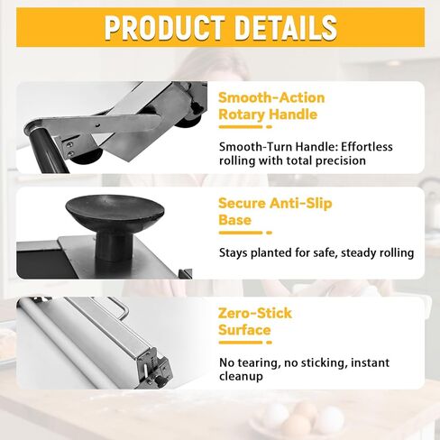 12" Folding Dough Sheeter with 23.6" x 11.8" Sheeter Board, Manual Dough Roller Machine with 0-25mm Adjustable Thickness Settings Stainless Steel for Pizza Croissants Pastry and Crust in Saudi Arabia