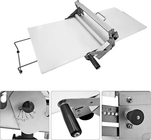 12" Folding Dough Sheeter with 23.6" x 11.8" Sheeter Board, Manual Dough Roller Machine with 0-25mm Adjustable Thickness Settings Stainless Steel for Pizza Croissants Pastry and Crust in Saudi Arabia
