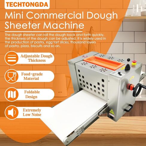 TECHTONGDA Electric Dough Sheeter Machine Countertop Fondant Sheeter Laminated Dough Machine Mini Pastry Press Making Machine with 49x13.8" Conveyor Belt for Croissant Fondant Puff Pastry Icing in Saudi Arabia