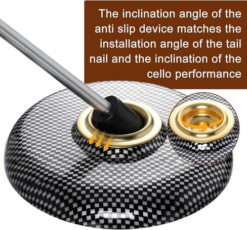 Cello Stopper Rubber, Slipstop Endpin Rest for Cello Endpin Stopper with Reinforced Brass Cup & Rubber Mat Anti-Slip Base, Abs Anti-Slide Brass Stop, Instrument Accessory Christmas Gift in Kuwait