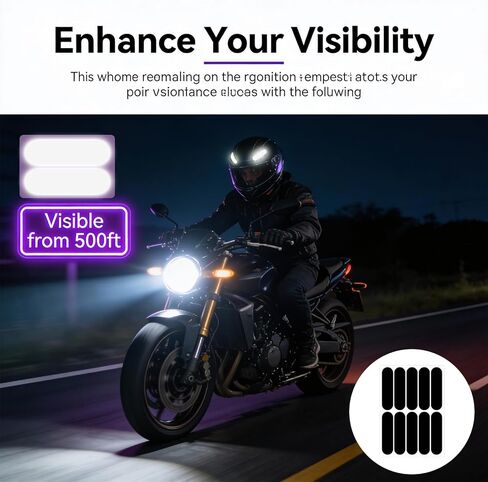 10 Pcs Black Reflective Tape, Waterproof Bike Reflectors, Reflectors for Night Riding for Motorcycles Scooters Bike Helmets Stroller in Saudi Arabia