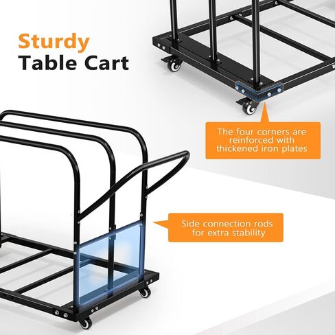 VINGLI Heavy Duty Folding Table Cart, Table Dolly with PU Swivel Wheels, 800 lbs Capacity, Holds Up to 10 Tables for Party Events, Hotels, Factories & Warehouses in Saudi Arabia
