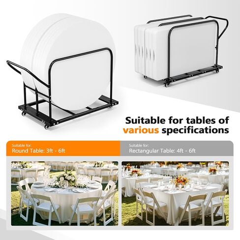 VINGLI Heavy Duty Folding Table Cart, Table Dolly with PU Swivel Wheels, 800 lbs Capacity, Holds Up to 10 Tables for Party Events, Hotels, Factories & Warehouses in Saudi Arabia