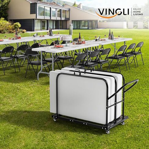 VINGLI Heavy Duty Folding Table Cart, Table Dolly with PU Swivel Wheels, 800 lbs Capacity, Holds Up to 10 Tables for Party Events, Hotels, Factories & Warehouses in Saudi Arabia