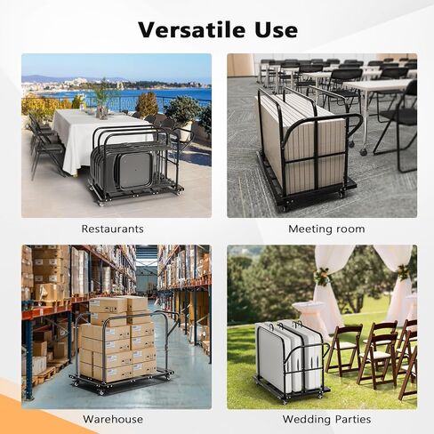 VINGLI Heavy Duty Folding Table Cart, Table Dolly with PU Swivel Wheels, 800 lbs Capacity, Holds Up to 10 Tables for Party Events, Hotels, Factories & Warehouses in Saudi Arabia