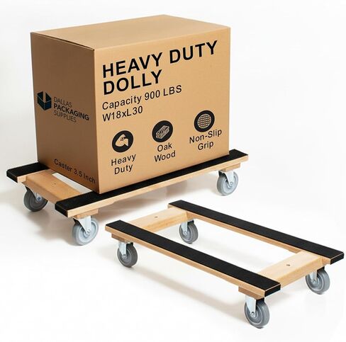 Furniture Dolly 4 Wheel Heavy Duty | Flat Moving Dolly H Frame Oak | Full Length Rubber Tread Dual Rail | 18x30 in Saudi Arabia