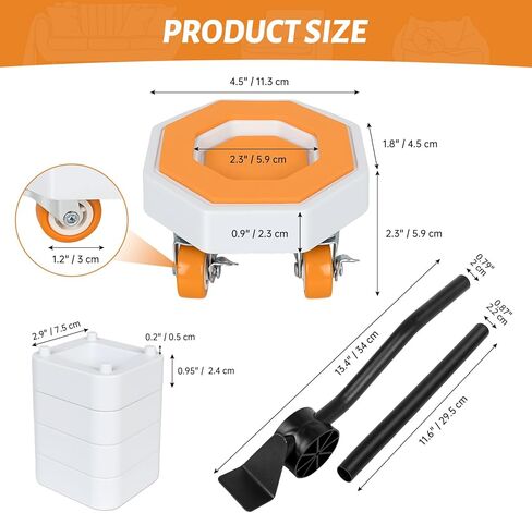 Furniture Dolly, Furniture Movers Sliders with 360° Rotatable Rubber Universal Wheels, Furniture Lifter Mover Tool Set for Moving Sofa, Refrigerator, Bed, Cabinet (Max Load 880 lbs) in Kuwait