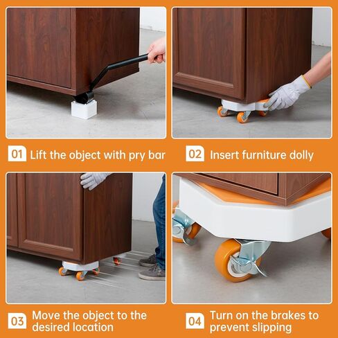 Furniture Dolly, Furniture Movers Sliders with 360° Rotatable Rubber Universal Wheels, Furniture Lifter Mover Tool Set for Moving Sofa, Refrigerator, Bed, Cabinet (Max Load 880 lbs) in Kuwait