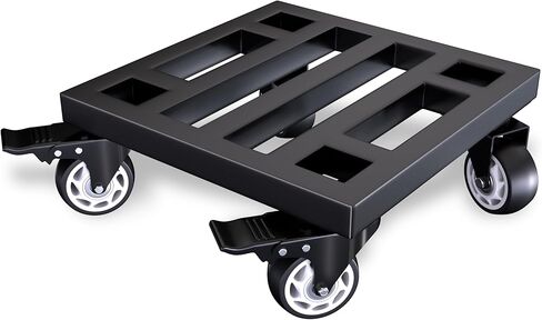 دوللي للأثاث المعدني، 14 بوصة × 14 بوصة، دوللي متحركة شديدة التحمل مع عجلات قفل، قاعدة متنقلة مدمجة بسعة 800 رطل للمكتب المنزلي، ورشة العمل، المرآب، أسود in Kuwait