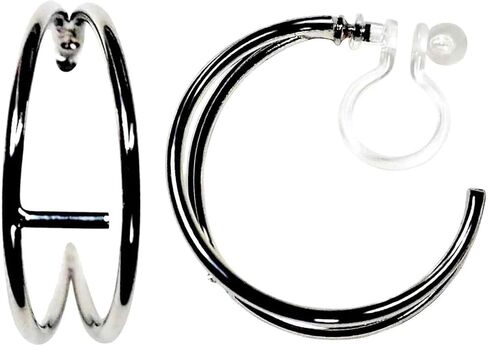 Hoop Invisible Clip On Earrings for Women Not Pierced Gold 18mm Twisted Hoop Comfortable Clip On Earrings Miyabi Grace in Kuwait