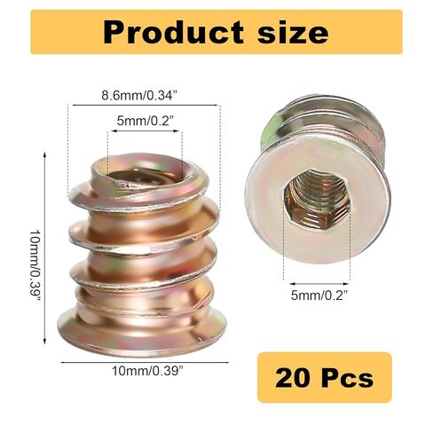 20 قطعة M5x10mm إدراج الخيوط، الأثاث المكسرات الكربون الصلب عرافة محرك الخيوط إدراج الموضوع السحابة موصل لتشكيلة الأثاث الخشبي in Saudi Arabia