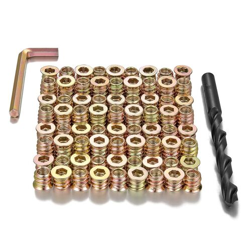 160 Pcs 1/4 "- 20 Thread Inserts for Metal Screws Assortment Hex Socket Drive Nut Inserts - Bolt Fastener Connector for Woodworking Accessories (1/4"-20 x10/15/20/25mm) in Kuwait