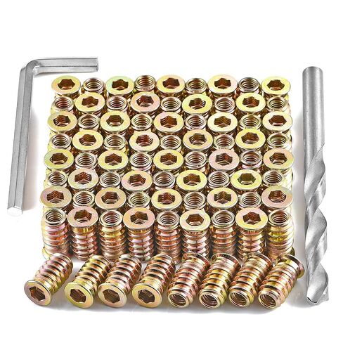 200 Pcs Threaded Inserts for Wood - Metal Screws Assortment Hex Socket Drive 1/4 "- 20 Nut Inserts, Bolt Fastener Connector Wood Embellishments for Furniture (1/4"-20x20mm) in Kuwait