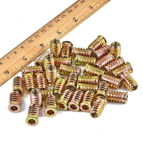 200 Pcs Threaded Inserts for Wood - Metal Screws Assortment Hex Socket Drive 1/4 "- 20 Nut Inserts, Bolt Fastener Connector Wood Embellishments for Furniture (1/4"-20x20mm) in Kuwait