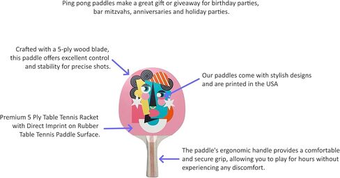 Dogs on Blue Colorful Design Ping Pong Paddle, Premium 5 Ply Table Tennis Racket (Black on Back) in Kuwait