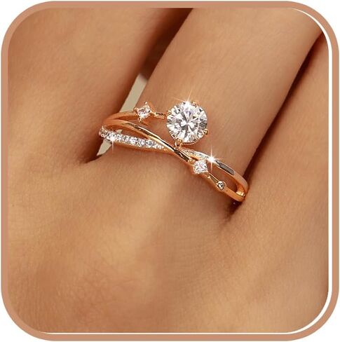 925 Sterling Silver X Criss Cross Breats For Women Mother ابنة 14K الذهب مطلي بالزركونيا الزركونيا الخلطية الفرقة الزفاف الخاتم هدايا عيد الميلاد عيد الميلاد in Saudi Arabia