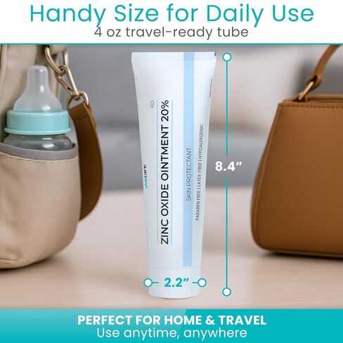 Vivecare Zinc Oxide Ointment 20% - Skin Protectant & Diaper Rash Cream - Moisture Barrier for Irritated Skin, Chafing & Wound Healing (4 Ounce) in Kuwait