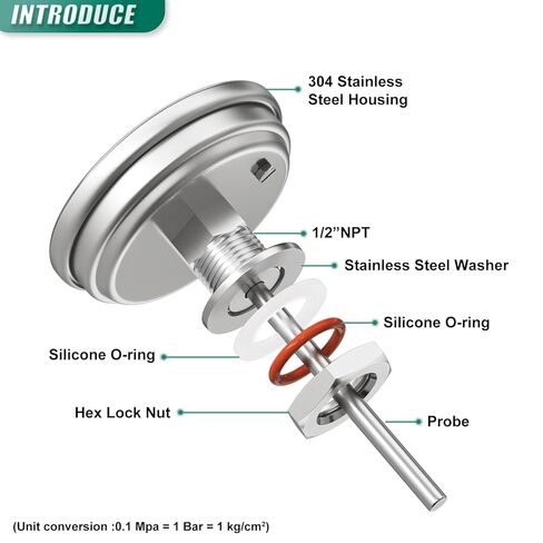 1/2" NPT Bimetal Thermometer, 0-220°F/-10-100°C, 3.2" Dial Size, 4.4" Stainless Steel Stem, Back Mount, Accuracy 2%, for Water, Oil, Steam, Boilers, Pipes in Kuwait