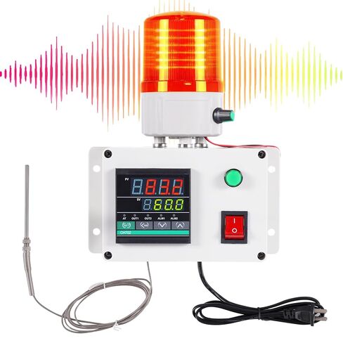 JIAWANSHUN High Precision Industrial Temperature Alarm, -326.2°F-1202°F ±0.18°F, Dual Limit Alarm with Self-Calibration, Audio Visual Alert for Hatchery, Greenhouse, Farm & Fish Pond in Saudi Arabia
