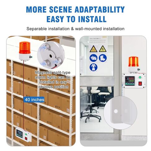 JIAWANSHUN High Precision Industrial Temperature Alarm, -326.2°F-1202°F ±0.18°F, Dual Limit Alarm with Self-Calibration, Audio Visual Alert for Hatchery, Greenhouse, Farm & Fish Pond in Saudi Arabia