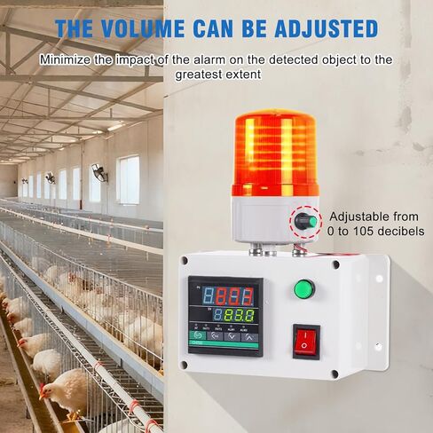 JIAWANSHUN High Precision Industrial Temperature Alarm, -326.2°F-1202°F ±0.18°F, Dual Limit Alarm with Self-Calibration, Audio Visual Alert for Hatchery, Greenhouse, Farm & Fish Pond in Saudi Arabia