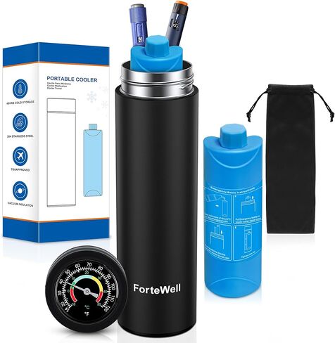 Insulin Cooler Travel Case with Temperature Indicator, 60H Medication Cooling TSA Approved, Fits 2-3 Insulin Pens & Vials, Anti-Freeze Protective Bag, Diabetes Travel Case (Navy Blue) in Kuwait